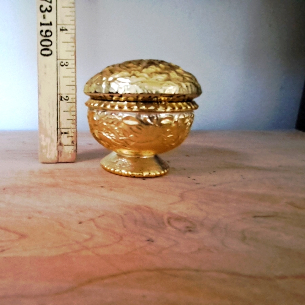 Vintage Avon First Christmas Candle Holder Gold Tone Filigree Empty